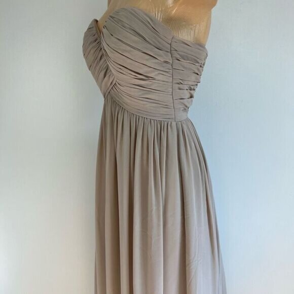 Bill Levkoff Strapless Maxi Dress Gown Prom Bridesmaid Formal Neutral Grey Tan 4 - Picture 5 of 15